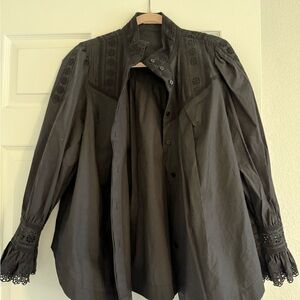 Rebecca Taylor Black Poplin blouse NWOT